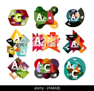Set of paper geometric option banners, infographic templates. Set of paper geometric option banners, infographic templates. Vector colorful abstract backgrounds or icons Stock Vector
