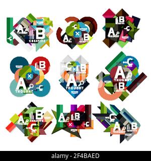 Collection of paper geometric infographics, a b c process options, presentation layouts. Collection of paper geometric infographics, a b c process options, presentation layouts. Vector illustration Stock Vector