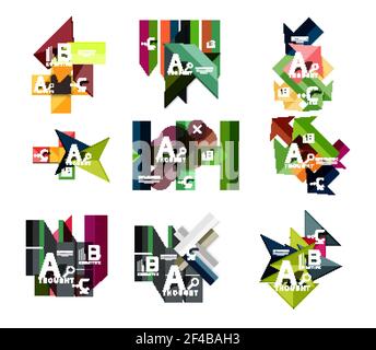 Collection of paper geometric infographics, a b c process options, presentation layouts. Collection of paper geometric infographics, a b c process options, presentation layouts. Vector illustration Stock Vector