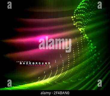 Neon glowing techno lines, hi-tech futuristic abstract background template with square shapes. Neon glowing techno lines, hi-tech futuristic abstract background template with square shapes. Vector illustration Stock Vector