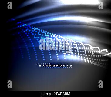 Neon glowing techno lines, hi-tech futuristic abstract background template with square shapes. Neon glowing techno lines, hi-tech futuristic abstract background template with square shapes. Vector illustration Stock Vector