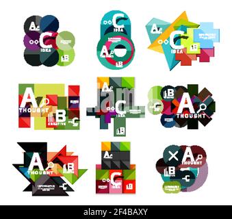 Set of paper geometric option banners, infographic templates. Set of paper geometric option banners, infographic templates. Vector colorful abstract backgrounds or icons Stock Vector