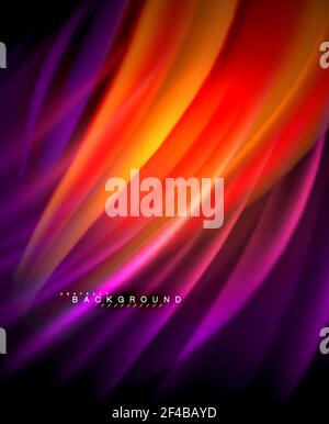 Neon glowing wave, magic energy and light motion background. Vector wallpaper template. Neon glowing wave, magic energy and light motion background. Vector wallpaper template, illustration Stock Vector