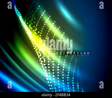 Neon glowing techno lines, hi-tech futuristic abstract background template with square shapes. Neon glowing techno lines, hi-tech futuristic abstract background template with square shapes. Vector illustration Stock Vector