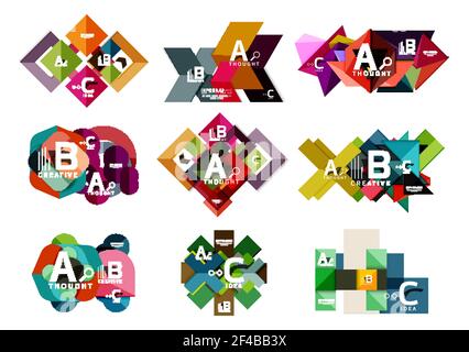 Set of paper geometric option banners, infographic templates. Set of paper geometric option banners, infographic templates. Vector colorful abstract backgrounds or icons Stock Vector