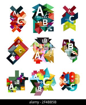 Set of paper geometric option banners, infographic templates. Set of paper geometric option banners, infographic templates. Vector colorful abstract backgrounds or icons Stock Vector