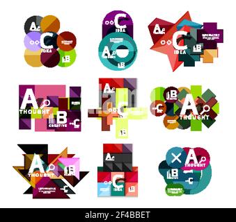 Set of paper geometric option banners, infographic templates. Set of paper geometric option banners, infographic templates. Vector colorful abstract backgrounds or icons Stock Vector