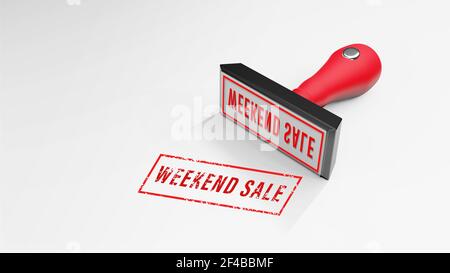 WEEKEND SALE rubber Stamp 3D rendering Stock Photo