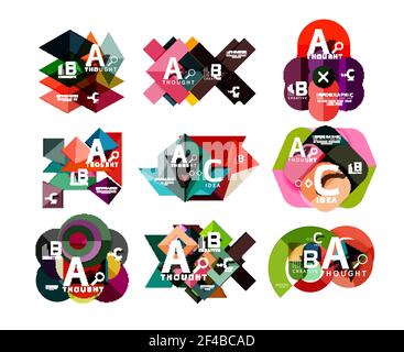 Collection of paper geometric infographics, a b c process options, presentation layouts. Collection of paper geometric infographics, a b c process options, presentation layouts. Vector illustration Stock Vector