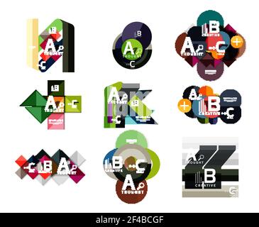 Collection of paper geometric infographics, a b c process options, presentation layouts. Collection of paper geometric infographics, a b c process options, presentation layouts. Vector illustration Stock Vector