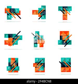 Square option infographic banner set. Square option infographic banner set. Data and information visualization, geometric design. Vector illustration Stock Vector