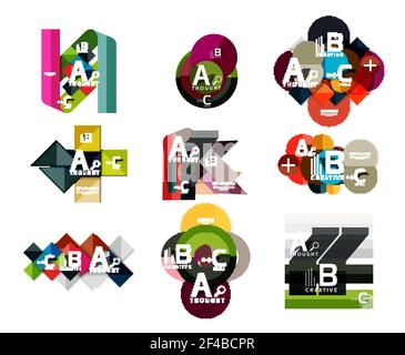 Collection of paper geometric infographics, a b c process options, presentation layouts. Collection of paper geometric infographics, a b c process options, presentation layouts. Vector illustration Stock Vector