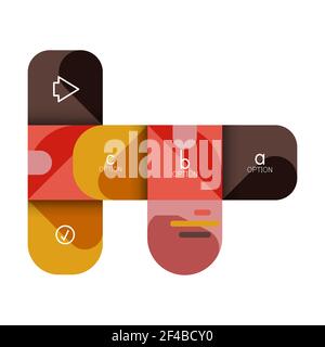 Infographics option and step by step in rounded squares, element of chart, graph, diagram with options, parts, processes. Infographics option and step by step in rounded squares, element of chart, graph, diagram with options, parts, processes. Vector business template for presentation or web info banner Stock Vector