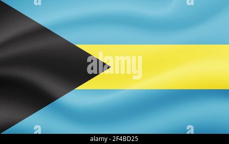 Bahamas flag with waving grunge texture. Vector background. Stock Vector