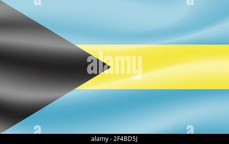 Bahamas flag with waving grunge texture. Vector background. Stock Vector