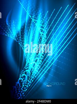 Smooth light effect, straight lines on glowing shiny neon dark background. Energy technology idea. Smooth light effect, straight lines on glowing shiny neon dark background. Energy technology idea. Vector illustration Stock Vector