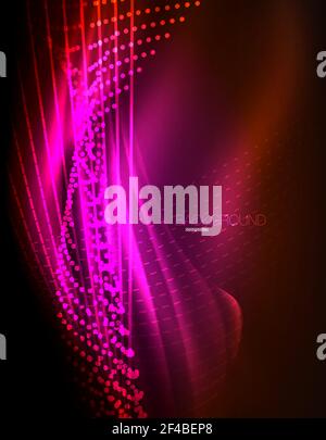 Smooth light effect, straight lines on glowing shiny neon dark background. Energy technology idea. Smooth light effect, straight lines on glowing shiny neon dark background. Energy technology idea. Vector illustration Stock Vector