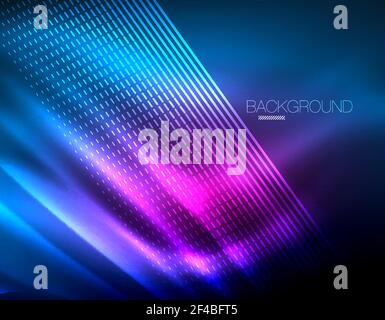 Smooth light effect, straight lines on glowing shiny neon dark background. Energy technology idea. Smooth light effect, straight lines on glowing shiny neon dark background. Energy technology idea. Vector illustration Stock Vector