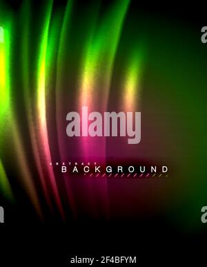 Neon glowing techno lines, hi-tech futuristic abstract background template with square shapes. Neon glowing techno lines, hi-tech futuristic abstract background template with square shapes. Vector illustration Stock Vector