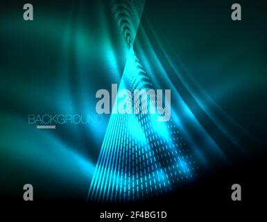 Smooth light effect, straight lines on glowing shiny neon dark background. Energy technology idea. Smooth light effect, straight lines on glowing shiny neon dark background. Energy technology idea. Vector illustration Stock Vector