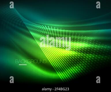 Smooth light effect, straight lines on glowing shiny neon dark background. Energy technology idea. Smooth light effect, straight lines on glowing shiny neon dark background. Energy technology idea. Vector illustration Stock Vector