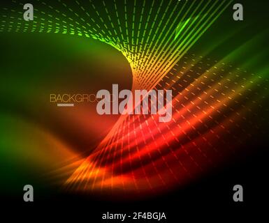 Smooth light effect, straight lines on glowing shiny neon dark background. Energy technology idea. Smooth light effect, straight lines on glowing shiny neon dark background. Energy technology idea. Vector illustration Stock Vector