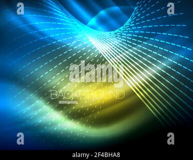 Smooth light effect, straight lines on glowing shiny neon dark background. Energy technology idea. Smooth light effect, straight lines on glowing shiny neon dark background. Energy technology idea. Vector illustration Stock Vector