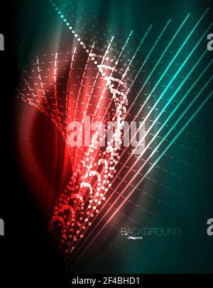 Smooth light effect, straight lines on glowing shiny neon dark background. Energy technology idea. Smooth light effect, straight lines on glowing shiny neon dark background. Energy technology idea. Vector illustration Stock Vector