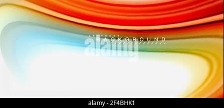 Rainbow fluid colors abstract background twisted liquid design, colorful marble or plastic wavy texture backdrop, multicolored template for business or technology presentation or web brochure cover layout, wallpaper. Rainbow fluid colors abstract background twisted liquid design, colorful marble or plastic wavy texture backdrop, multicolored template for business or technology presentation or web brochure cover layout, wallpaper. Vector illustration Stock Vector