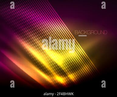 Smooth light effect, straight lines on glowing shiny neon dark background. Energy technology idea. Smooth light effect, straight lines on glowing shiny neon dark background. Energy technology idea. Vector illustration Stock Vector