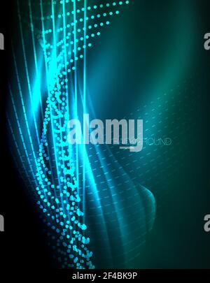 Smooth light effect, straight lines on glowing shiny neon dark background. Energy technology idea. Smooth light effect, straight lines on glowing shiny neon dark background. Energy technology idea. Vector illustration Stock Vector