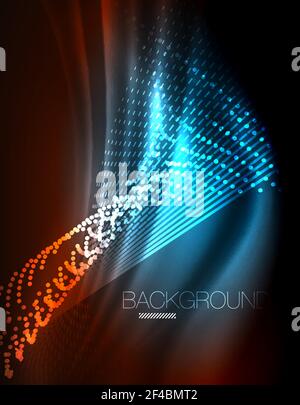 Smooth light effect, straight lines on glowing shiny neon dark background. Energy technology idea. Smooth light effect, straight lines on glowing shiny neon dark background. Energy technology idea. Vector illustration Stock Vector