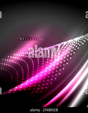 Neon glowing techno lines, hi-tech futuristic abstract background template with square shapes. Neon glowing techno lines, hi-tech futuristic abstract background template with square shapes. Vector illustration Stock Vector