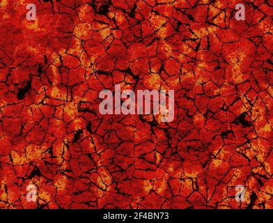 heat red cracked ground texture after eruption volcano Stock Photo