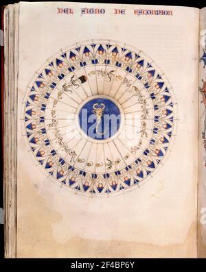 ESCORPIO - LAPIDARIO DEL DIARIO DE MARIA - 1253 - MANUSCRITO HI 15. Author: Alfonso X of Castile. Location: MONASTERIO-BIBLIOTECA-COLECCION. SAN LORENZO DEL ESCORIAL. MADRID. SPAIN. Stock Photo