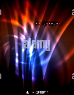 Neon glowing techno lines, hi-tech futuristic abstract background template with square shapes. Neon glowing techno lines, hi-tech futuristic abstract background template with square shapes. Vector illustration Stock Vector