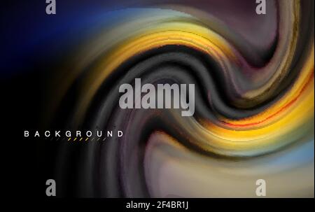 Fluid liquid colors design, colorful marble or plastic wavy texture background, glowing multicolored elements on black, for business or technology presentation or web brochure cover design, wallpaper. Fluid liquid colors design, colorful marble or plastic wavy texture background, glowing multicolored elements on black, for business or technology presentation or web brochure cover design, wallpaper, vector illustration Stock Vector