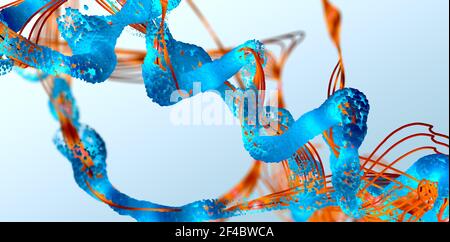 Chain of amino acid or bio molecules called protein - 3d illustration ...