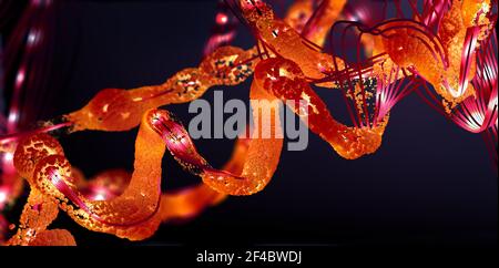 Chain of amino acid or bio molecules called protein - 3d illustration ...