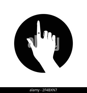 Hand gesture touch glyph black icon. Make the index finger up gesture sketch element. Pictogram for web page, mobile app, promo. Editable stroke. Hand Stock Vector