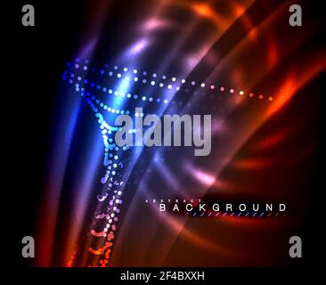 Neon glowing techno lines, hi-tech futuristic abstract background template with square shapes. Neon glowing techno lines, hi-tech futuristic abstract background template with square shapes. Vector illustration Stock Vector