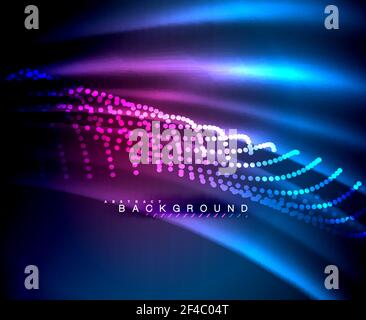Neon glowing techno lines, hi-tech futuristic abstract background template with square shapes. Neon glowing techno lines, hi-tech futuristic abstract background template with square shapes. Vector illustration Stock Vector