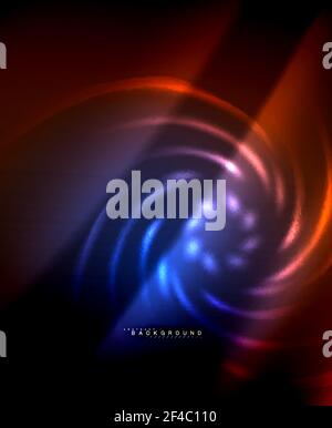 Neon glowing techno lines, hi-tech futuristic abstract background template with square shapes. Neon glowing techno lines, hi-tech futuristic abstract background template with square shapes. Vector illustration Stock Vector