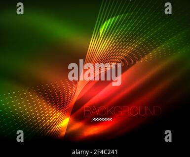 Smooth light effect, straight lines on glowing shiny neon dark background. Energy technology idea. Smooth light effect, straight lines on glowing shiny neon dark background. Energy technology idea. Vector illustration Stock Vector