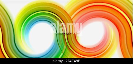 Rainbow fluid color line abstract background - swirl and circles, twisted liquid colours design, colorful marble or plastic wavy texture backdrop, multicolored template for business or technology presentation or web brochure cover layout, wallpaper. Rainbow fluid color line abstract background - swirl and circles, twisted liquid colours design, colorful marble or plastic wavy texture backdrop, multicolored template for business or technology presentation or web brochure cover layout, wallpaper. Vector illustration Stock Vector