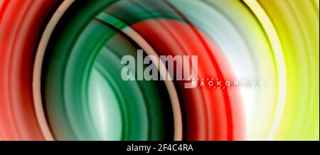 Rainbow fluid color line abstract background - swirl and circles, twisted liquid colours design, colorful marble or plastic wavy texture backdrop, multicolored template for business or technology presentation or web brochure cover layout, wallpaper. Rainbow fluid color line abstract background - swirl and circles, twisted liquid colours design, colorful marble or plastic wavy texture backdrop, multicolored template for business or technology presentation or web brochure cover layout, wallpaper. Vector illustration Stock Vector