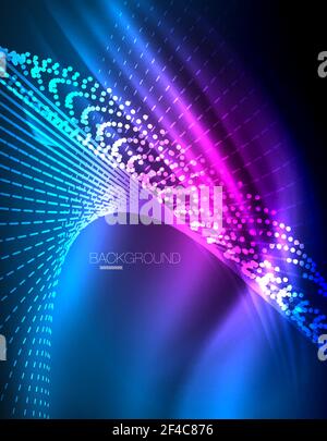 Smooth light effect, straight lines on glowing shiny neon dark background. Energy technology idea. Smooth light effect, straight lines on glowing shiny neon dark background. Energy technology idea. Vector illustration Stock Vector