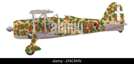 Fiat CR.42 Falco of the 412nd Flight of the Italian Royal Air Force, piloted by Mario Visintini, 1940 Stock Photo
