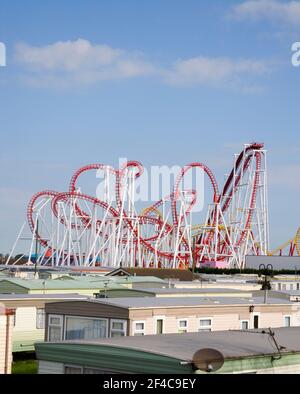 roller coaster at fantasy island at ingoldmells on the