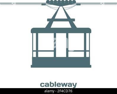 Cabin cableway. Vector Image. Monochrome image details ropeway construction. Design element. Stock vector Stock Vector